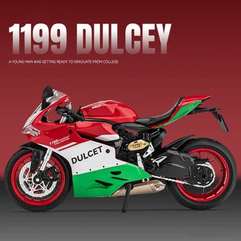 1:12 Ducati 1199 Литая под давлением модель мотоцикла из сплава, коллекция игрушечных транспортных средств, звук и свет, внедорожный автоцикл, игрушки, украшения для автомобилей