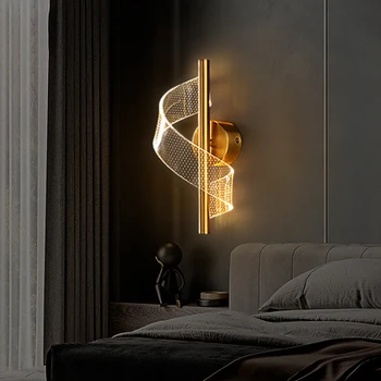 1 ШТ. Светодиодный настенный светильник для внутреннего освещения, золотой домашний прикроватный светильник для гостиной, коридора, декоративный настенный светильник
