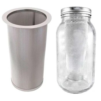 2 кофейных фильтра для стеклянной банки с широким горлышком из нержавеющей стали с ультратонкой сеткой, для заварки фруктов, кофеварка со льдом