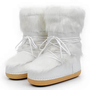 2023, Новинка зимы, женские ботинки, белые ботильоны, трендовые плюшевые зимние ботинки на высокой платформе