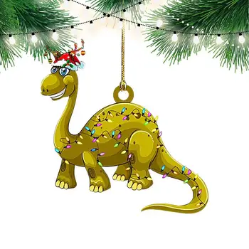 2023 Рождественский кулон с динозавром, Акриловое Украшение для Рождественской елки, Подвесные украшения с динозавром, Домашнее Рождественское украшение