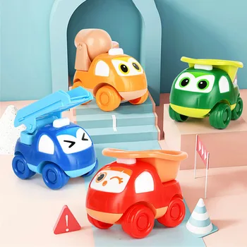 4 шт. Мини-игрушки для автомобилей с откидной спинкой, Мультяшная милая Инерционная инженерная модель автомобиля, Интерактивные Сувениры для вечеринки по случаю Дня рождения, Призы, Детские Игрушки