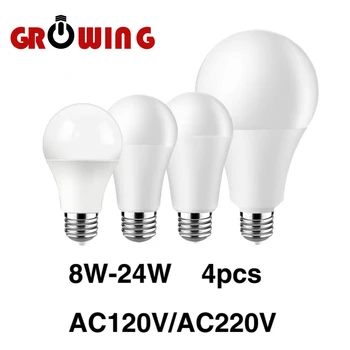 4шт Светодиодные Лампы E27 B22 AC120V/AC220V Мощность 8 Вт 9 Вт 10 Вт 12 Вт 15 Вт 18 Вт 20 Вт 24 Вт Теплый Белый Дневной Белый Холодный Белый Лампы для дома