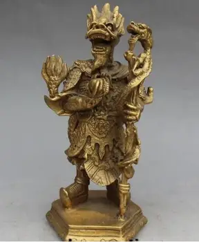 6-дюймовая китайская народная подставка Lotus Dragon King God, статуя с шариковой дубинкой
