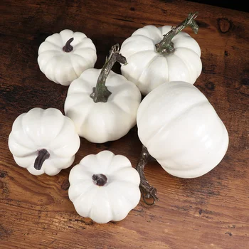 6ШТ искусственных тыкв Белая тыква для украшения вечеринки в честь осеннего сбора урожая на День Благодарения