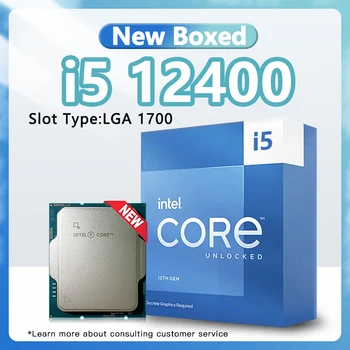 Core i5-12400 Коробочный процессор 2,5 ГГц L3 = 18 МБ 65 Вт 6 Ядер 12 Потоков 7 нм для нового Процессорного сокета 12 поколения LGA1700 i5 12400 CPU