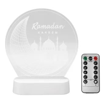 Eid Ramadan Декоративный Свет 3D Eid Mubarak LED Лампа Декоративная RGB Красочный Свет Небьющийся с Дистанционным Управлением для Спальни
