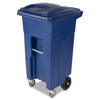 Gal. Синее мусорное ведро с роликами и крышкой