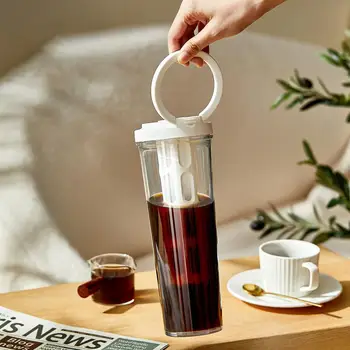 Видимая удобная кастрюля для холодного отжима, охлаждающий чайник с каплями льда, прозрачный кофейник с фильтром для кофе, пригодный для домашнего использования, пищевой