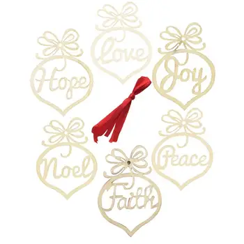 Выдалбливают Рождественский подвесной орнамент Рождественские Деревянные подвески ручной работы Буквы из дерева Поделки для украшения дома 6шт