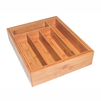 Выдвижной бамбуковый ящик для хранения, разделенный выдвижным ящиком, ящик для хранения кухонной посуды, резак для посуды