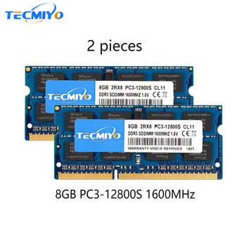 Высококачественная память для ноутбука Tecmiyo Ram 16 ГБ (2X8 ГБ) DDR3 1600 МГц PC3-12800S 2RX8 SODIMM 1,5 В Без ECC Notebook Memoria - Синий