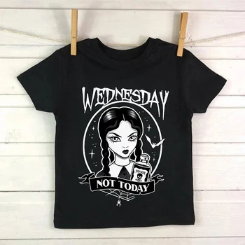 Детская хлопковая футболка Wednesday Addams, одежда с мультфильмами для девочек и мальчиков, футболка Nevermore Academy, повседневные топы для маленьких детей, футболки