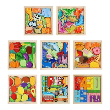 Детский Деревянный Блок С Мультяшным Животным Трехмерная Головоломка Puzzle D5QA