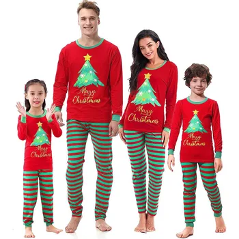 Домашняя одежда с рождественским принтом, семейный костюм из 2 предметов, пижама для семьи из 4 взрослых, одинаковые рождественские пижамы для семьи и кошки