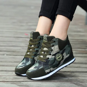 Женская камуфляжная повседневная обувь TaoBo, увеличивающая высоту каблука на 6,5 см, Размер 34-42, парусиновые кроссовки для ходьбы, туфли на платформе и танкетке, массивная обувь