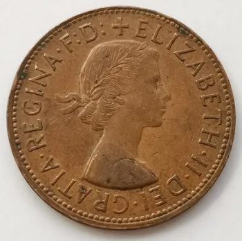 Королева Елизавета Ii 31 мм Большая Медная Монета Британская 1954-1970 1 Пенни Монета Женская Версия Оригинал
