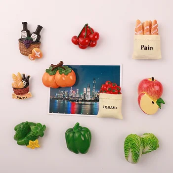 Креативные пасторальные наклейки на холодильник из смолы Креативные магнитные наклейки для овощей и фруктов на холодильник для домашней кухни