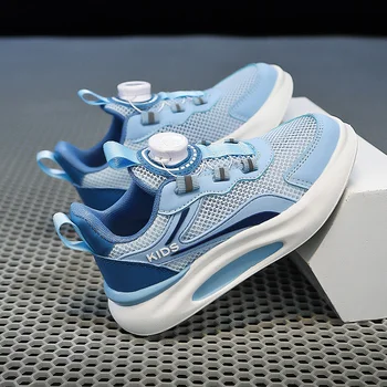 Летняя детская спортивная обувь 2023 года, Новая Спортивная обувь для мальчиков, Повседневная обувь для бега Для девочек, Сетчатая спортивная обувь с Вращающейся пряжкой, Унисекс