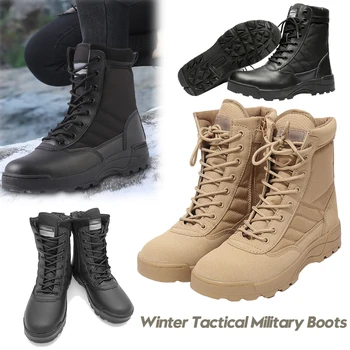 Мужские тактические ботинки, мужские военные армейские ботинки, Водонепроницаемая Рабочая Защитная обувь для пустыни, Альпинистская походная обувь, мужские уличные ботинки