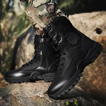 Мужские тренировочные ботинки с высоким берцем для тренировок в пустыне, походные повседневные кроссовки, мужская тактическая военная обувь для ходьбы в джунглях