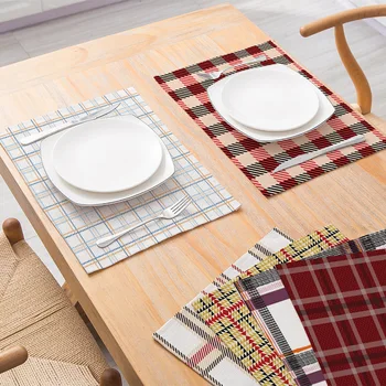 Новый продукт, новая серия салфеток для обеденного стола с сетчатой печатью, скандинавский хлопковый льняной домашний кухонный изоляционный коврик для стола, домашний декор