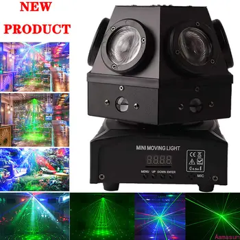 Новый профессиональный Рождественский сценический светильник Beam DJ Disco, светодиодный стробоскопический светильник для вечеринки DMX512, звуковой музыкальный лазерный проектор для домашнего клуба