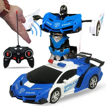 Робот-трансформер на радиоуправлении, Модель спортивного автомобиля с дистанционным управлением, со светодиодной электроникой, Игрушка для детей в подарок