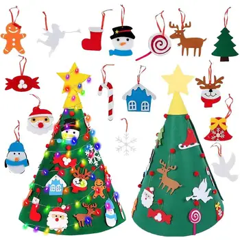 Рождественская елка из фетра с подсветкой, детские поделки из фетра для рождественского украшения, домашний декор, детские поделки из фетра для спальни, гостиной