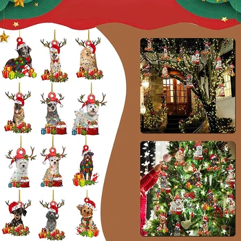 Рождественский орнамент для собак, Смола, Акрил, Рождественская елка, Подвесной знак, Статуи, Украшение, Новогодняя вечеринка, СДЕЛАЙ САМ, Благословляющий Щенок, Подвески