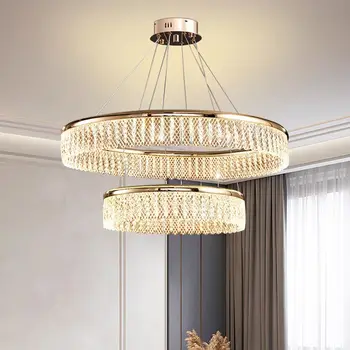 Роскошный подвесной светильник из светодиодного хрусталя, современная подвесная лампа для столовой, спальни, гостиной, журнальных столиков, освещения домашнего декора.