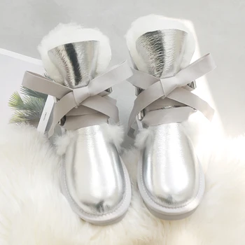 Сапоги из натуральной шерсти 2023, женские кружевные зимние ботинки из натуральной овчины, Botas Mujer, зимняя обувь, женские ботинки, обувь из натурального меха, женские ботинки