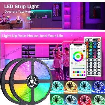 Светодиодные ленты LED 1-5 м 10 м 15 м 20 м 30 м Неоновые лампы Luces Led Цветная RGB подсветка телевизора Светодиодные лампы для украшения спальни