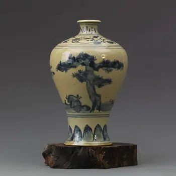 Сосновая ваза ручной росписи из китайского фарфора эпохи Мин с сине-белой маркировкой 6,5 