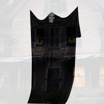 Украшения для двора с привидениями на Хэллоуин, Страшное украшение со звуком, черная марля, декор для Хэллоуина на батарейках, Жуткий двор