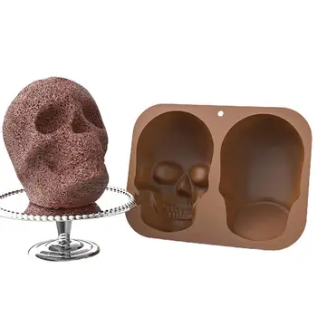 Форма для торта с черепом, форма для торта с черепом на Хэллоуин, силиконовая форма с 3D антипригарным покрытием, силиконовые формы с черепом для шоколадного желе 