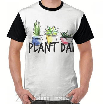 Футболка с изображением папы-растения, мужские топы, женская футболка, мужские футболки с забавным принтом с круглым вырезом и коротким рукавом